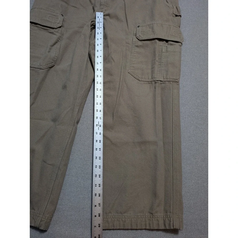 Duluth Trading Men's Khaki 44x30 Relaxed Fit Cargo Work Pants Canvas Workwear